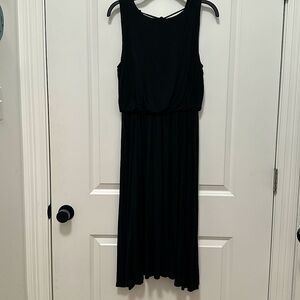 Loft below the knee black ruffle back dress